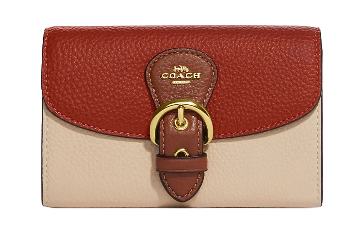 

COACH Маленький женский кошелек из тисненой кожи красный и абрикосовый