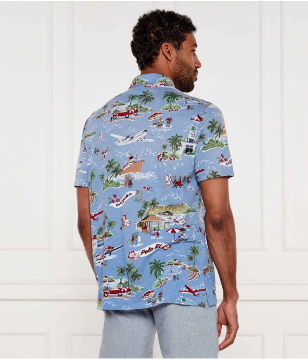 Льняная рубашка-поло Classic fit Polo Ralph Lauren, синий — фото 4