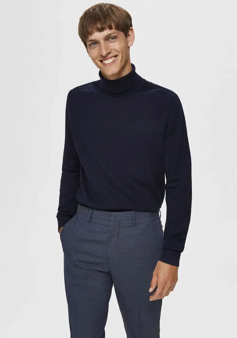 

Вязаный свитер SELECTED HOMME "SLHBERG ROLL NECK NOOS", синий