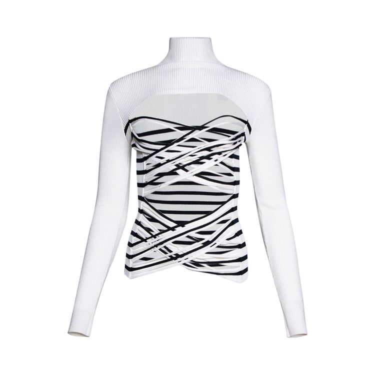 

Топ Jean Paul Gaultier Mariniere Laceree Long-Sleeve Top White/Navy, белый