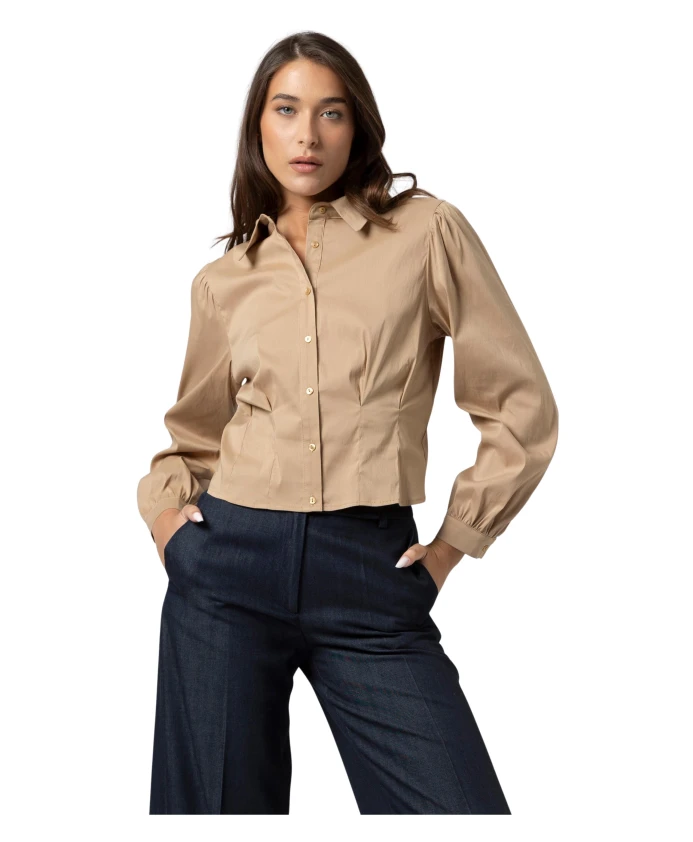 

Элегантная блузка с эффектом мятой ткани и длинными рукавами. Kocca, коричневый