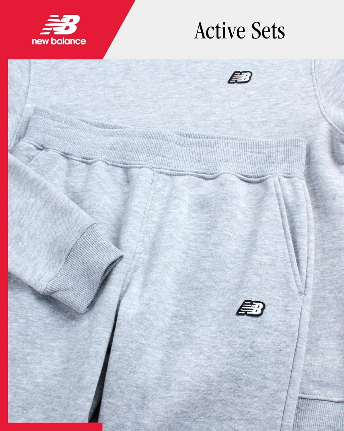 Детский спортивный костюм из флиса New Balance, 2 предмета, тёмно-серый — фото 2