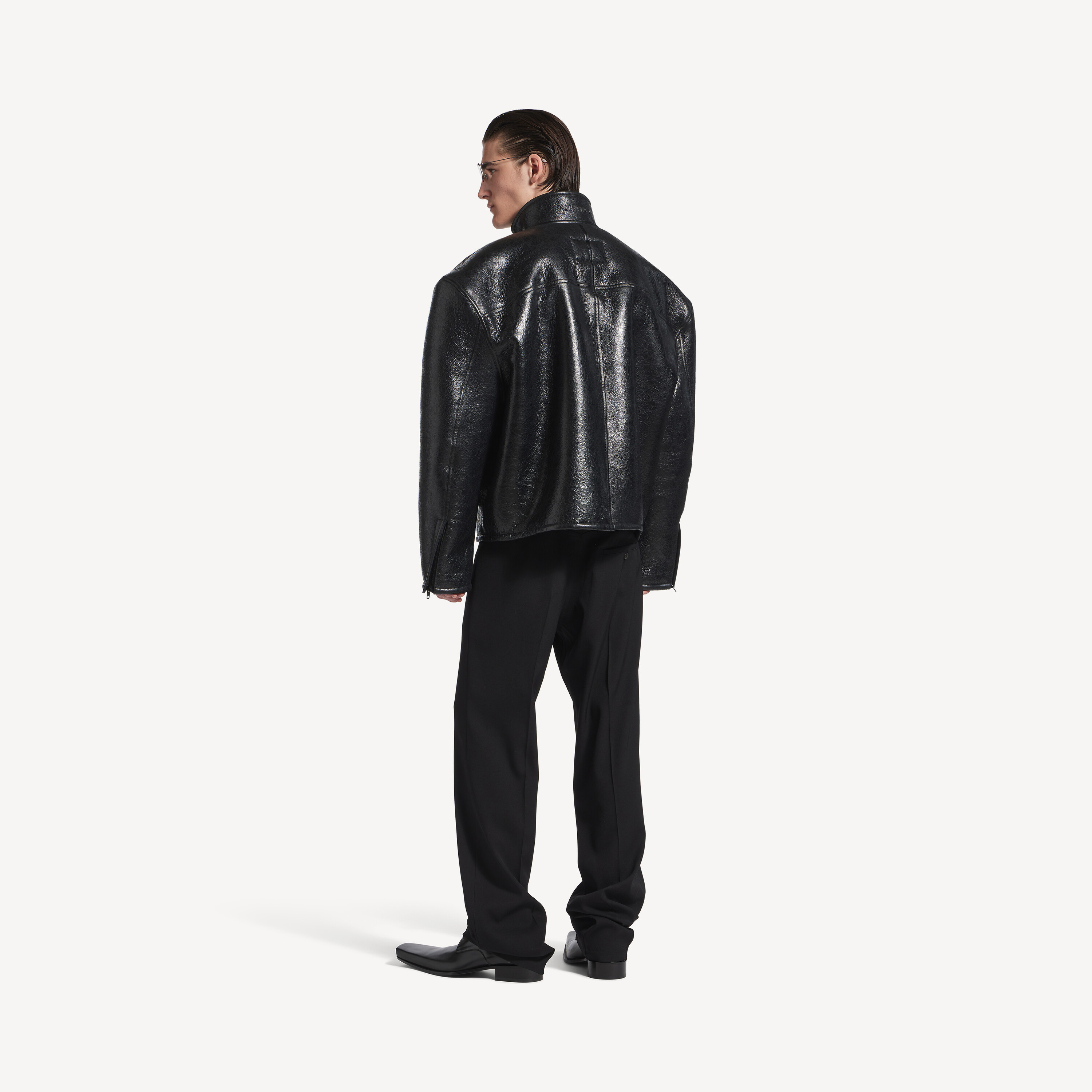 Мужская куртка из овчины на молнии, черная BALENCIAGA, черный — фото 3