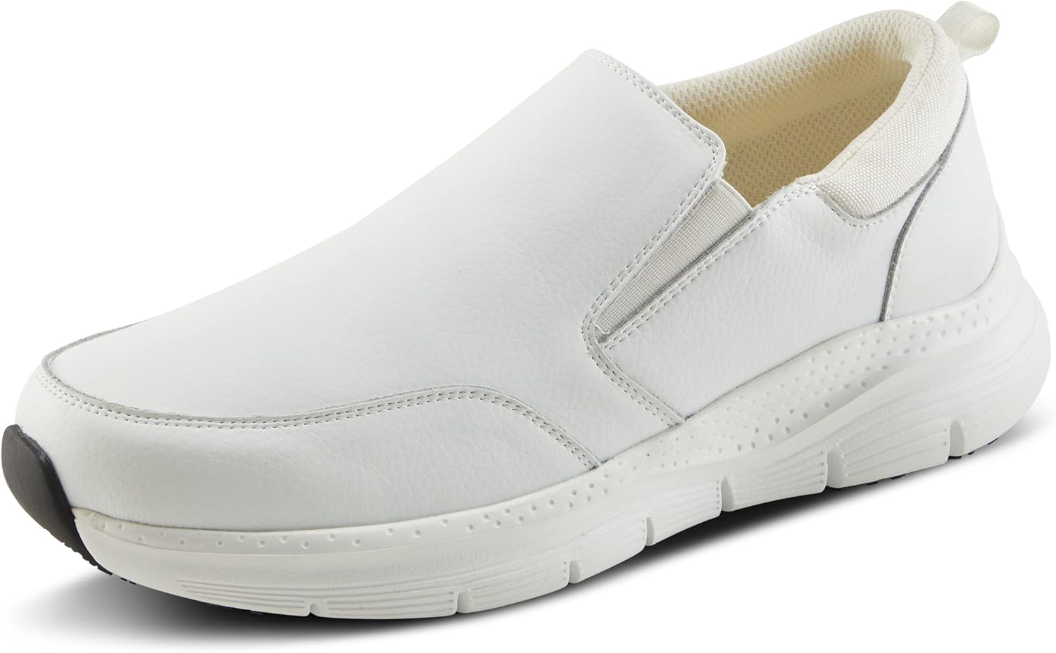 

Мужские кожаные слипоны Spring Step Professional Whitaker - с амортизацией, легкие, устойчивые к маслу и скольжению, с поддержкой свода стопы и съемной стелькой, белый