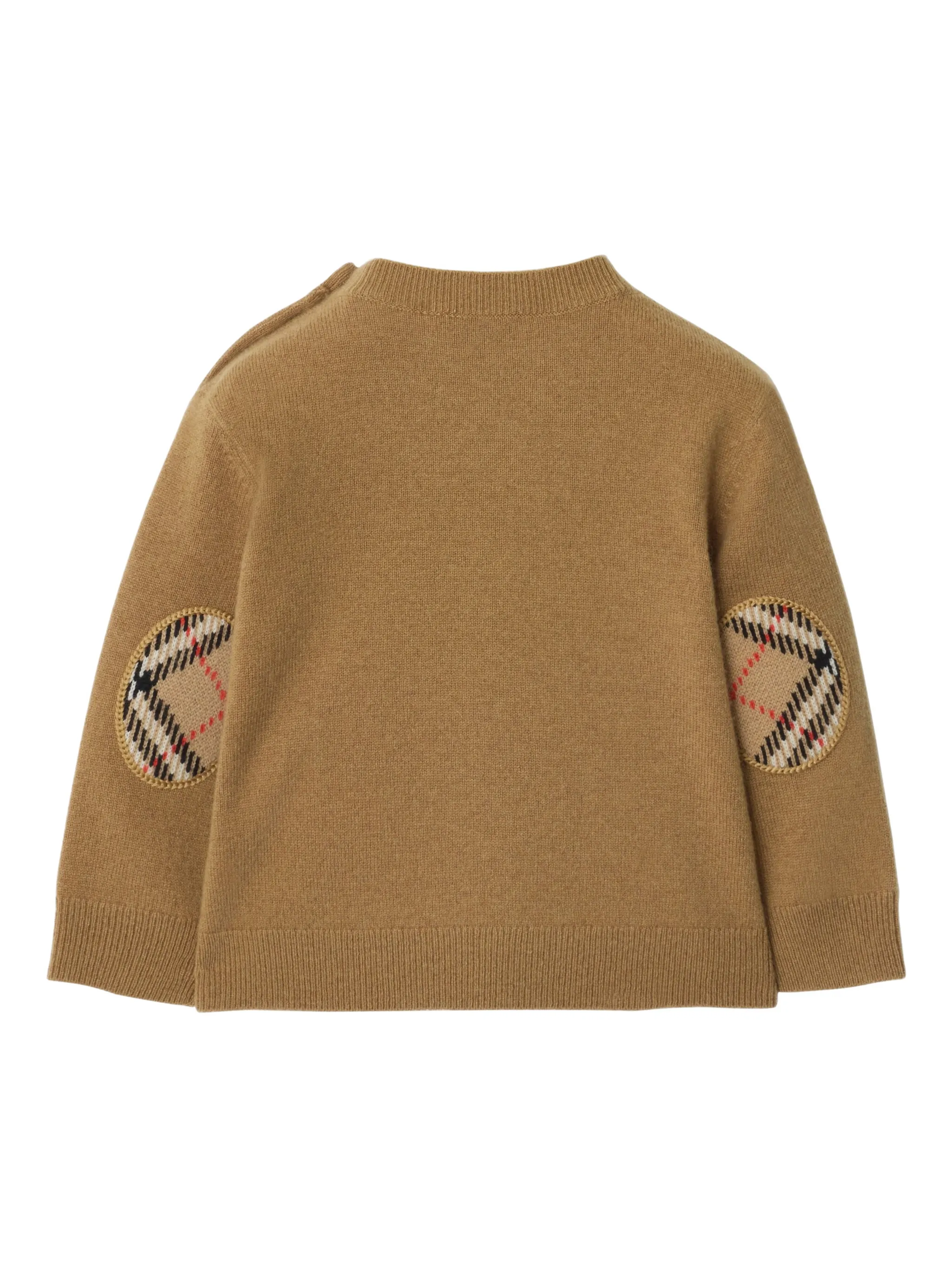 Свитер с круглым вырезом в клетку Burberry Kids, коричневый — фото 2
