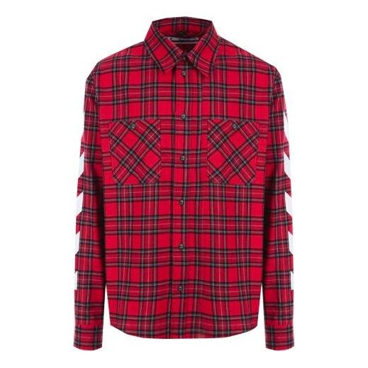 

Рубашка ss21 plaid flannel long sleeves shirt loose fit red Off-White, красный