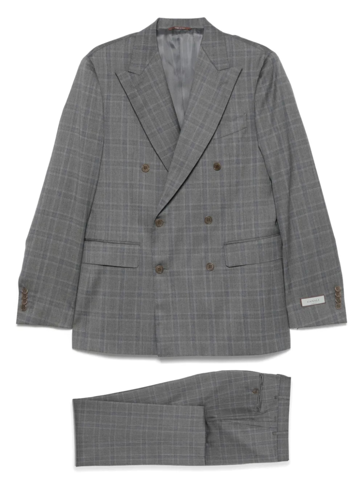 

Шерстяной двубортный костюм Canali, серый