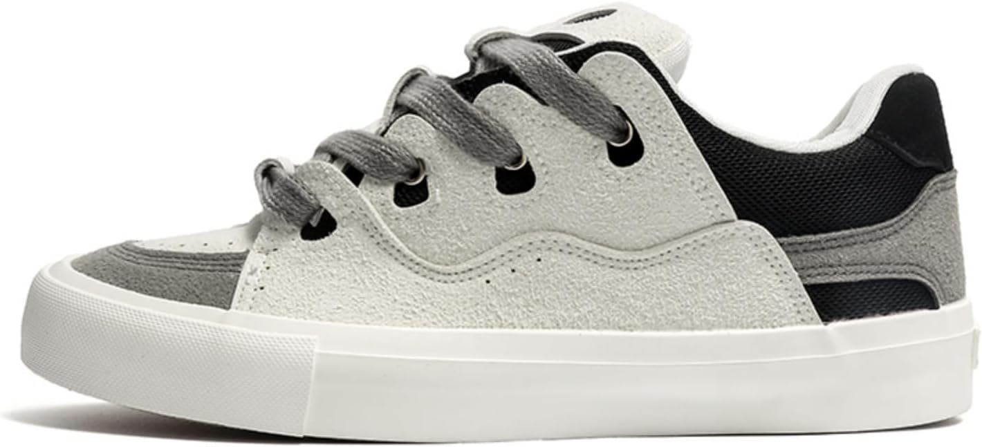 

Мужские повседневные низкие кеды с шнуровкой, модный колор-блок, удобная обувь для ходьбы и катания на скейтборде для стильного ежедневного ношения Aokisx, белый/серый