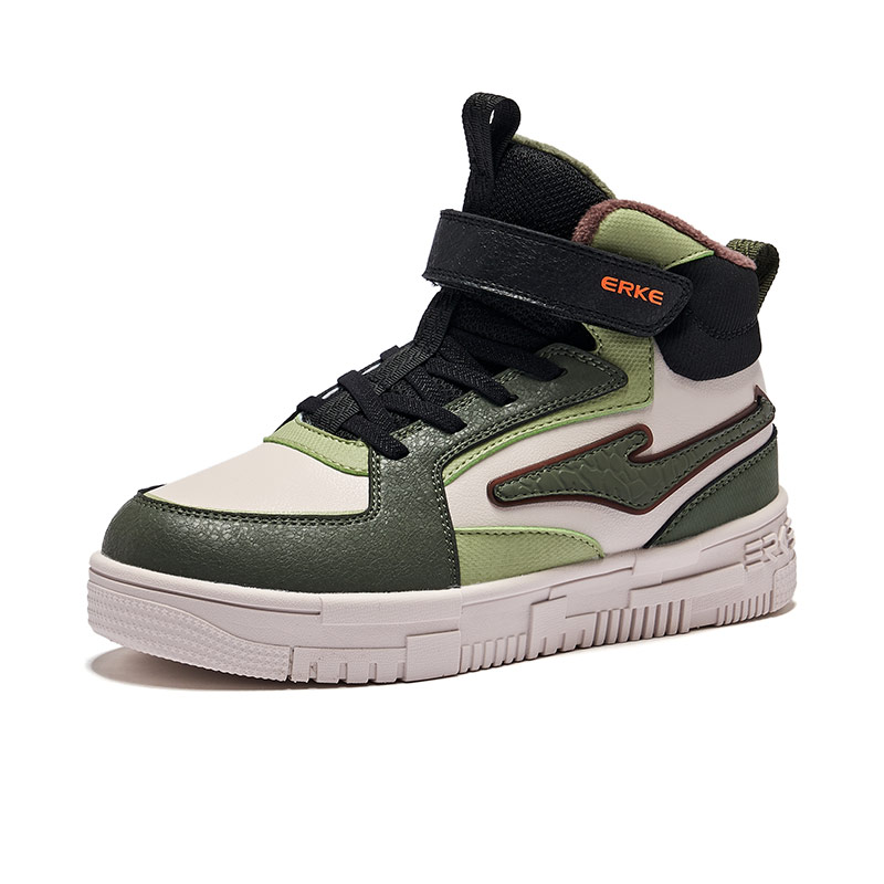 ERKE KIDS Высокие детские скейтбординг кроссовки gray green kids — фото 4