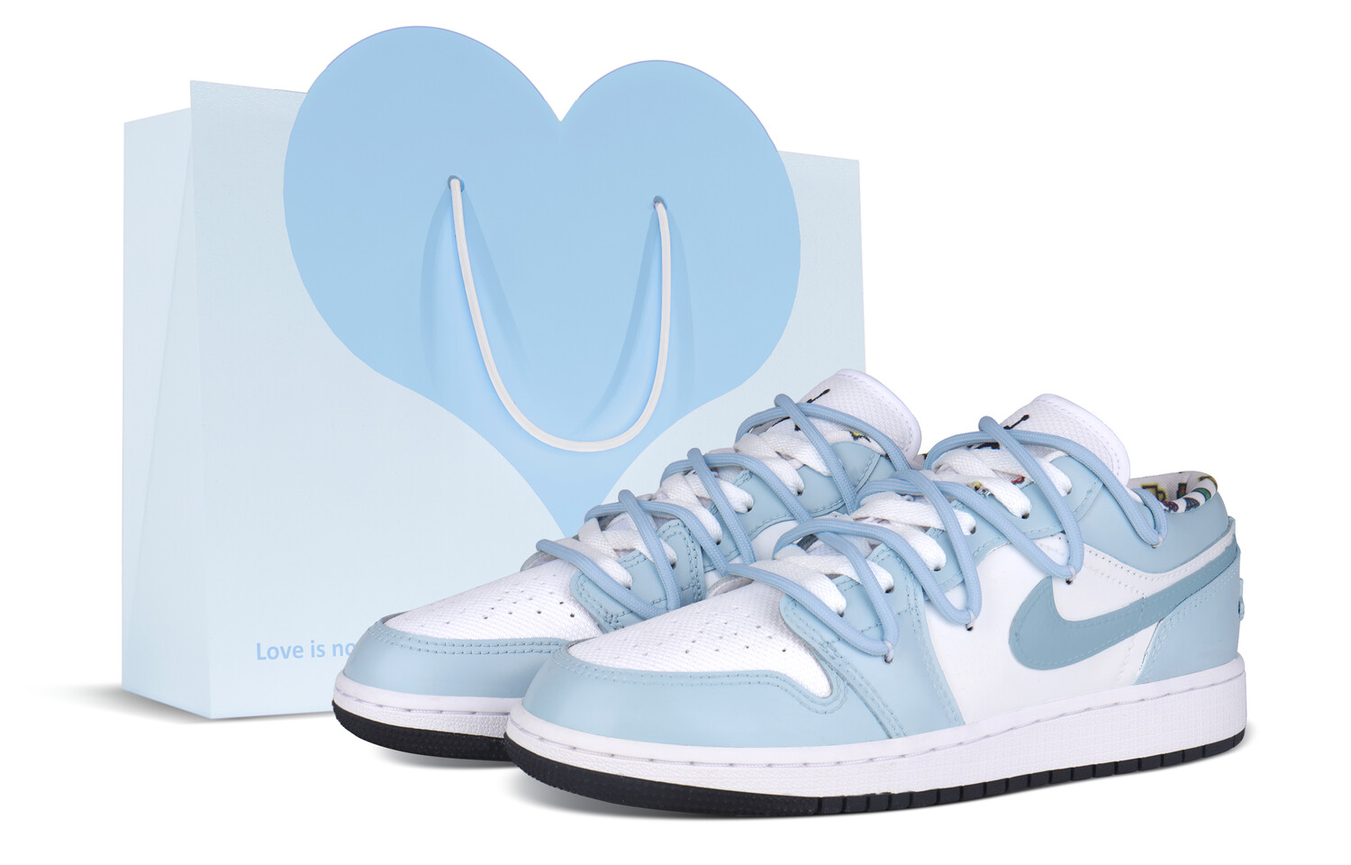 

Кроссовки Air Jordan 1 Vintage Basketball Shoes Women's Low-top White/Royal Blue/Fern Green, синий/белый