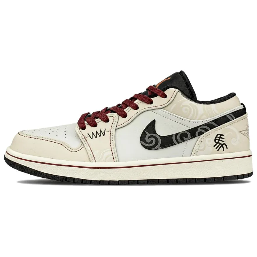 Jordan Air 1 Кожаные кроссовки с кожаной подкладкой и амортизацией, низкие, винтажные, баскетбольные, унисекс, цвет ecru — фото 3