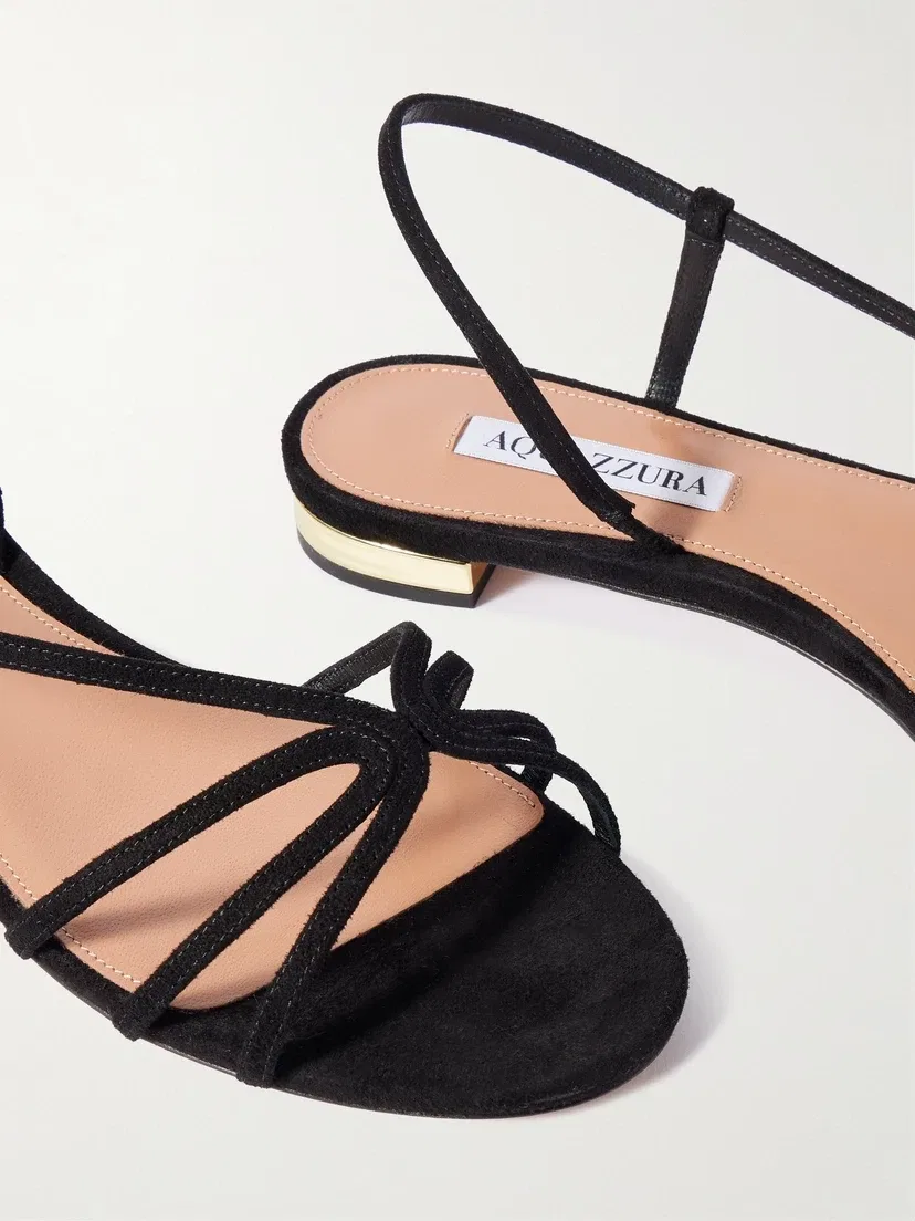 Босоножки на ремешках из замши Aquazzura Talk To Me, черный — фото 4