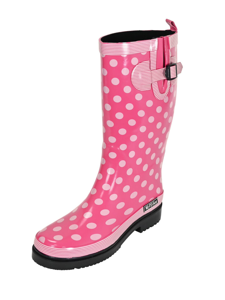 Резиновые сапоги MADSea Gummistiefel Ocean High Langschaft, цвет Pink mit weißen Punkten