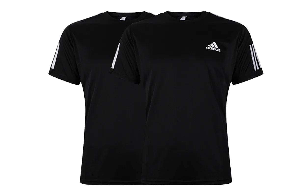 Adidas Футболка мужская 2 шт черная с круглым вырезом умеренно прямого кроя