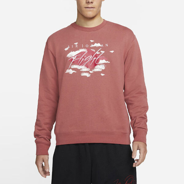Толстовка Men's Air Jordan SS22 Printing Fleece Sports Round Neck Wine Red, красный — фото 3