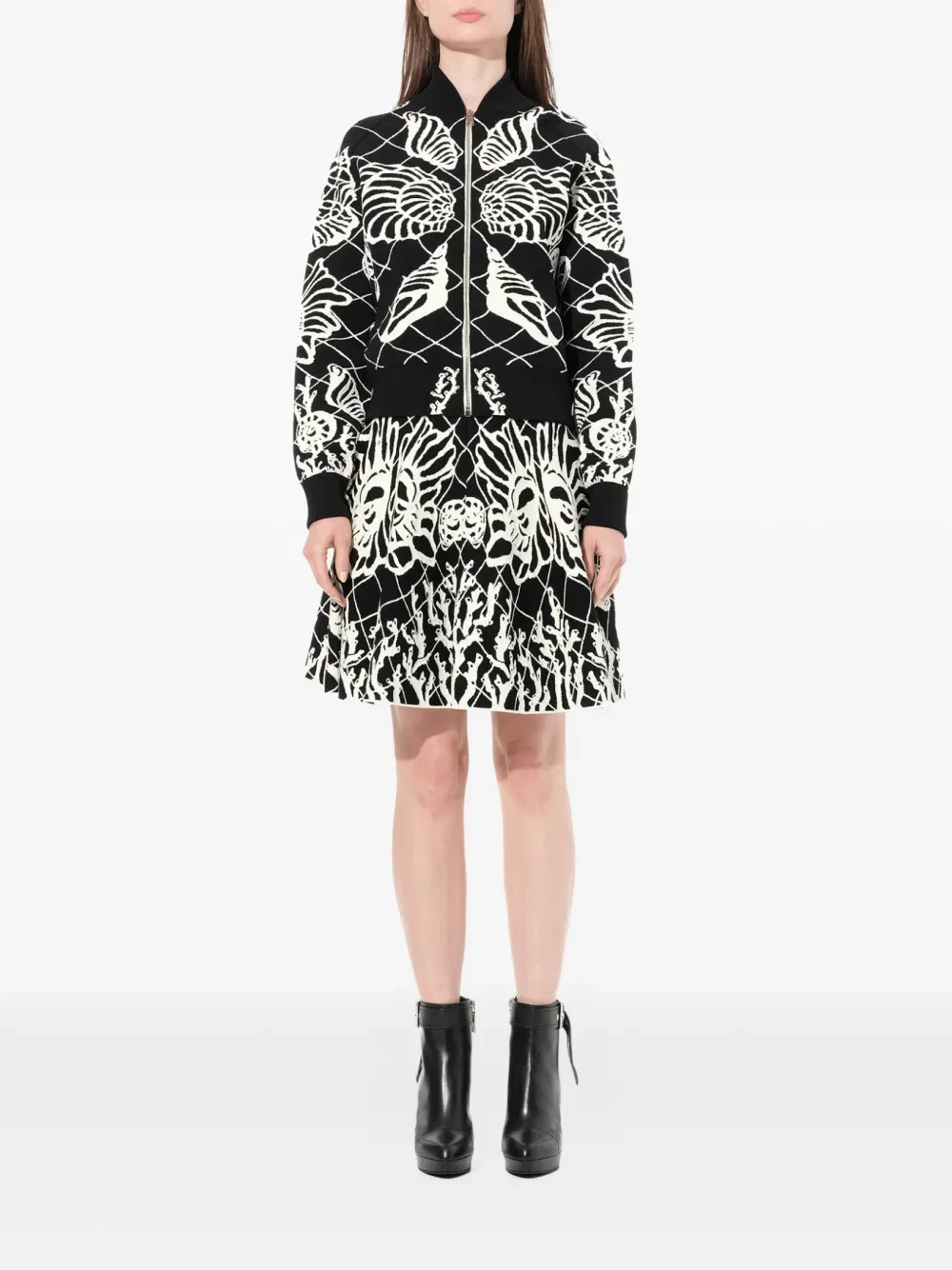 Мини-Платье с изображением панциря позвоночника Alexander Mcqueen, белый — фото 2