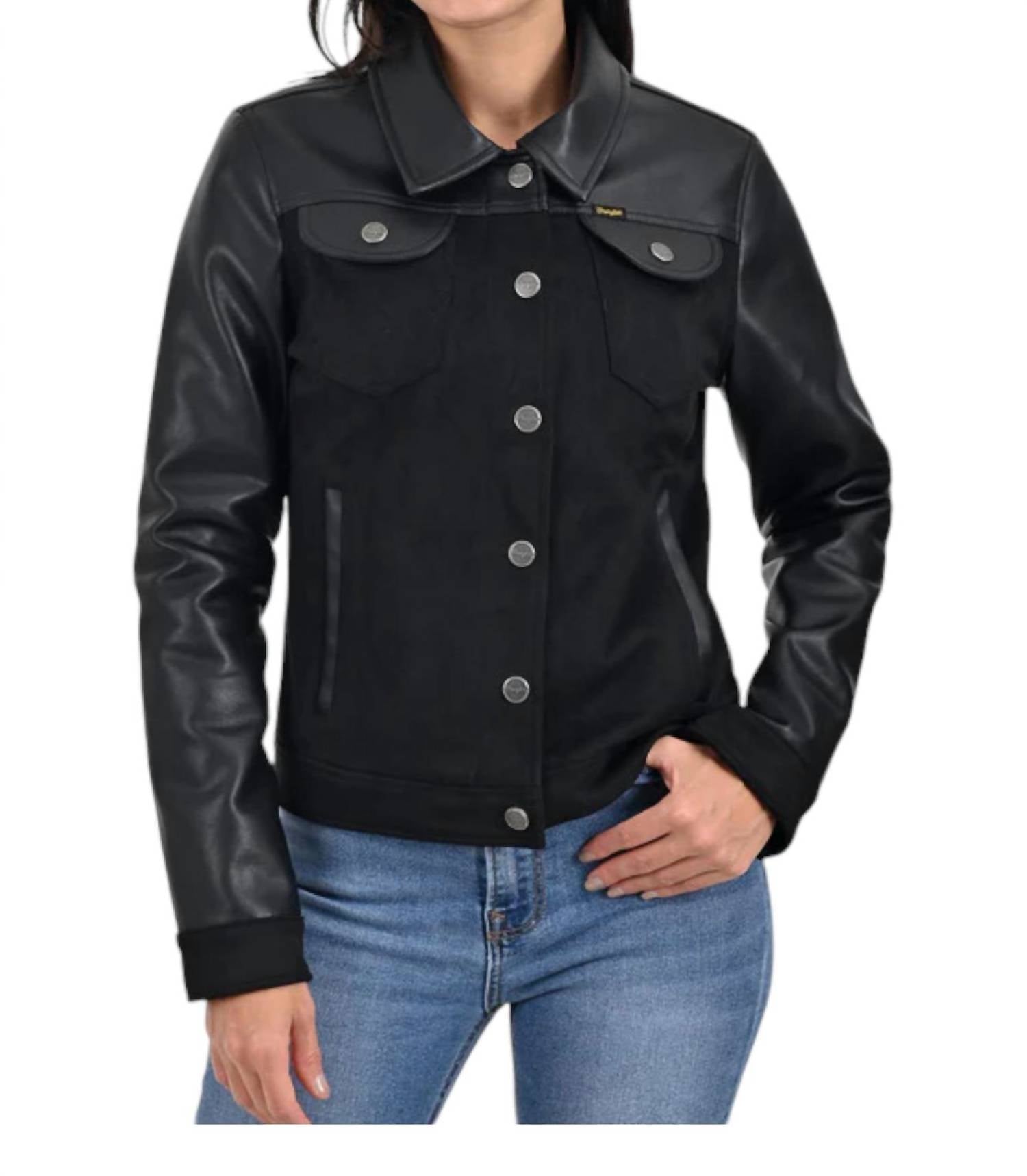

Куртка Trucker из искусственной кожи черного цвета Wrangler