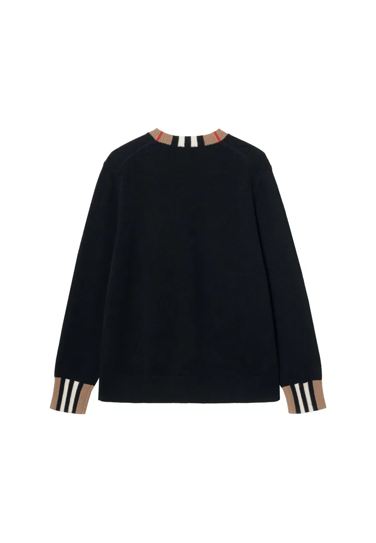 Свитер Burberry, женский, черный, модель 81054991, шерсть — фото 2