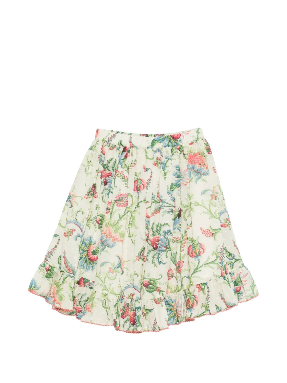 Юбка с цветочным принтом и оборками Etro Kids, бежевый — фото 2