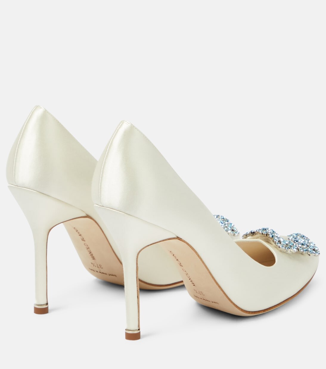 Свадебные туфли hangisi 105 из атласа с украшением Manolo Blahnik, белый — фото 3