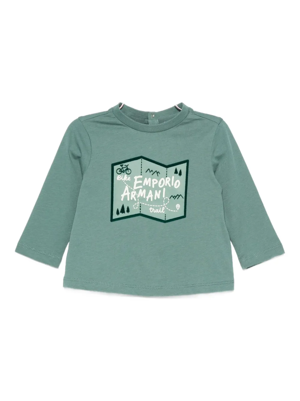 

Футболка с длинным рукавом и принтом карты Emporio Armani Kids, зеленый