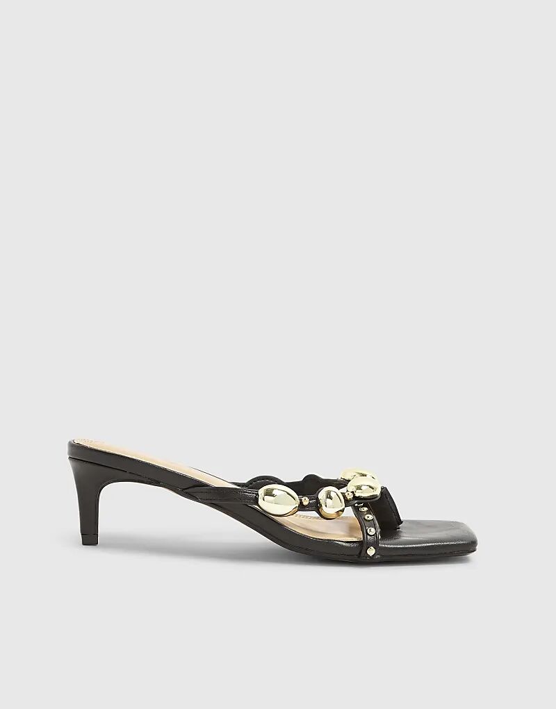 Босоножки River Island Studded на тонком каблуке черного цвета — фото 2