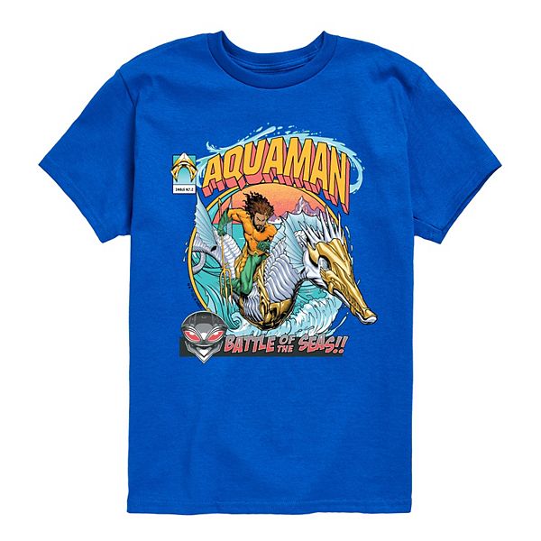 

Футболка с принтом комикса Aquaman для мальчиков 8-20 Licensed Character, Royal Blue