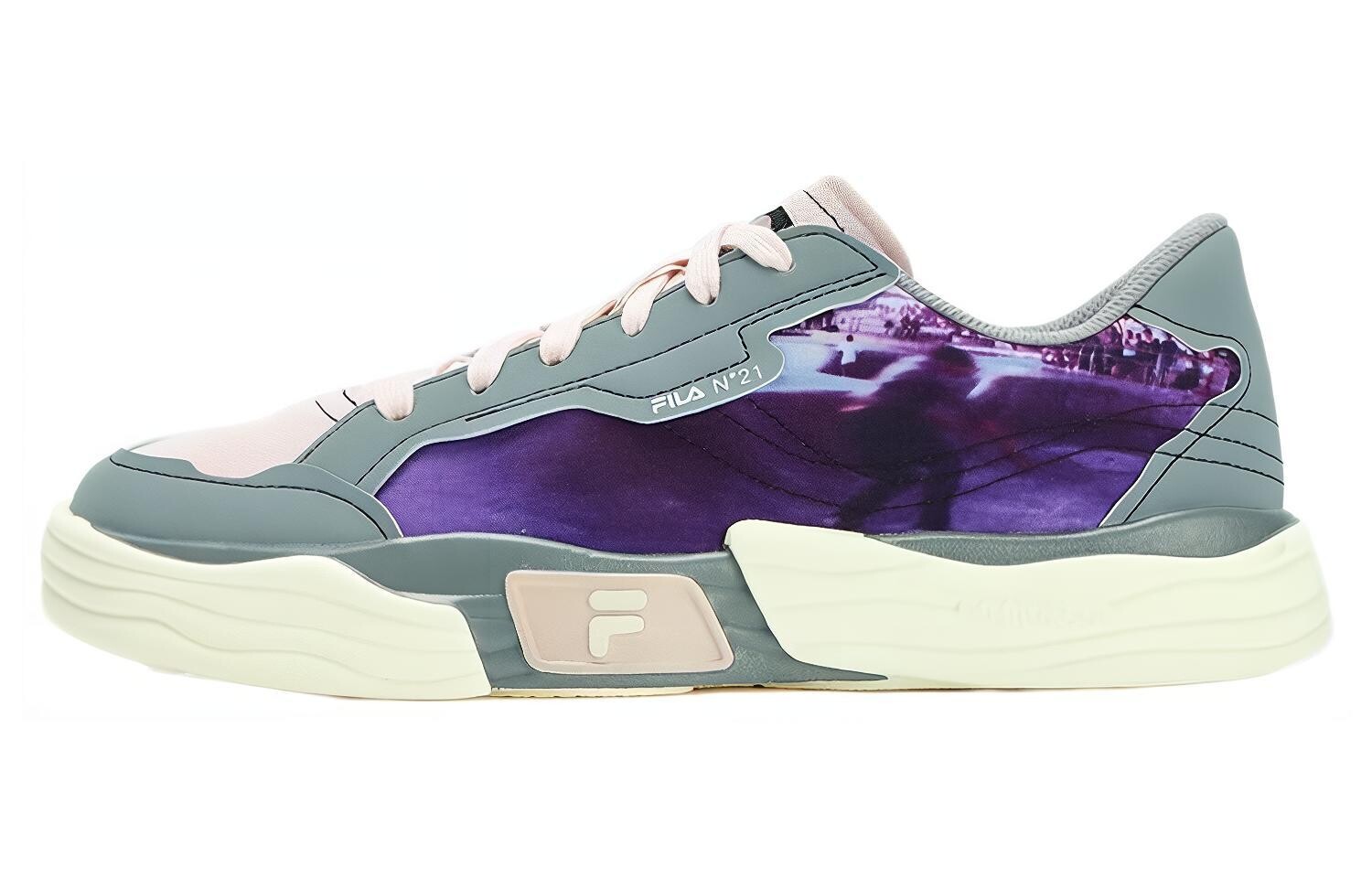 

POP 2 X N21 Canvas Shoes Womens Low-top Green/Purple/Beige/White Fila Fusion