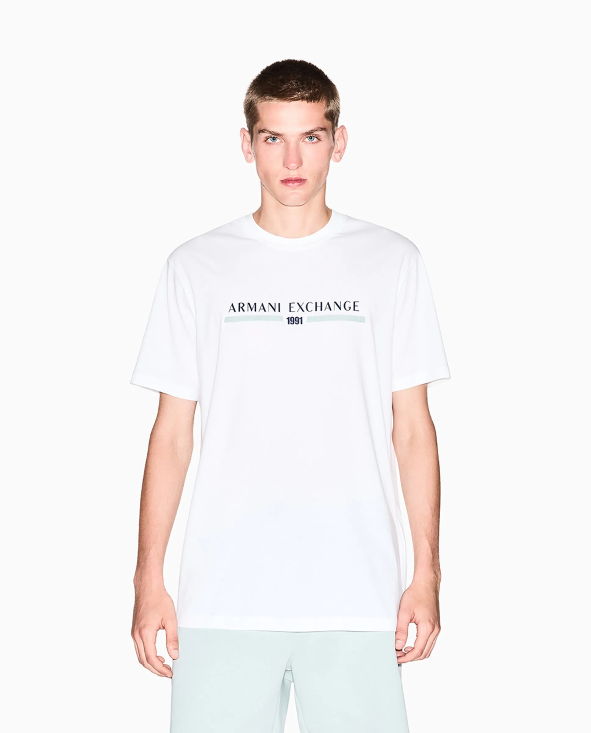 

Мужская футболка с коротким рукавом и логотипом Armani Exchange, пастельно-розовый