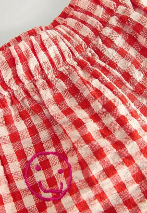 Брюки-Бочонки классического кроя без застежки Next, Gingham Pink Embroidered — фото 2