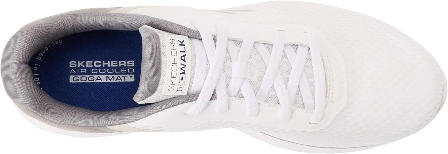 Мужские кроссовки Skechers Go Walk 7 Construction Trainers, White And Grey Textile Synthetic — фото 3