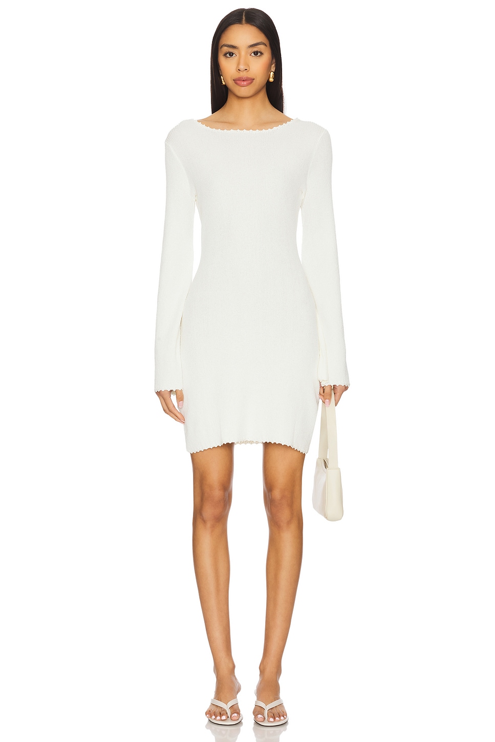 

Мини-платье из трикотажа boucle Isla от Minkpink, ivory