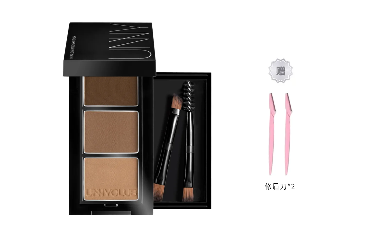UNNY CLUB Палетка для бровей UNNY Soft Contouring Tricolor, 0,9 г*3, #Coffee Brown+Giveaway Brow Blade