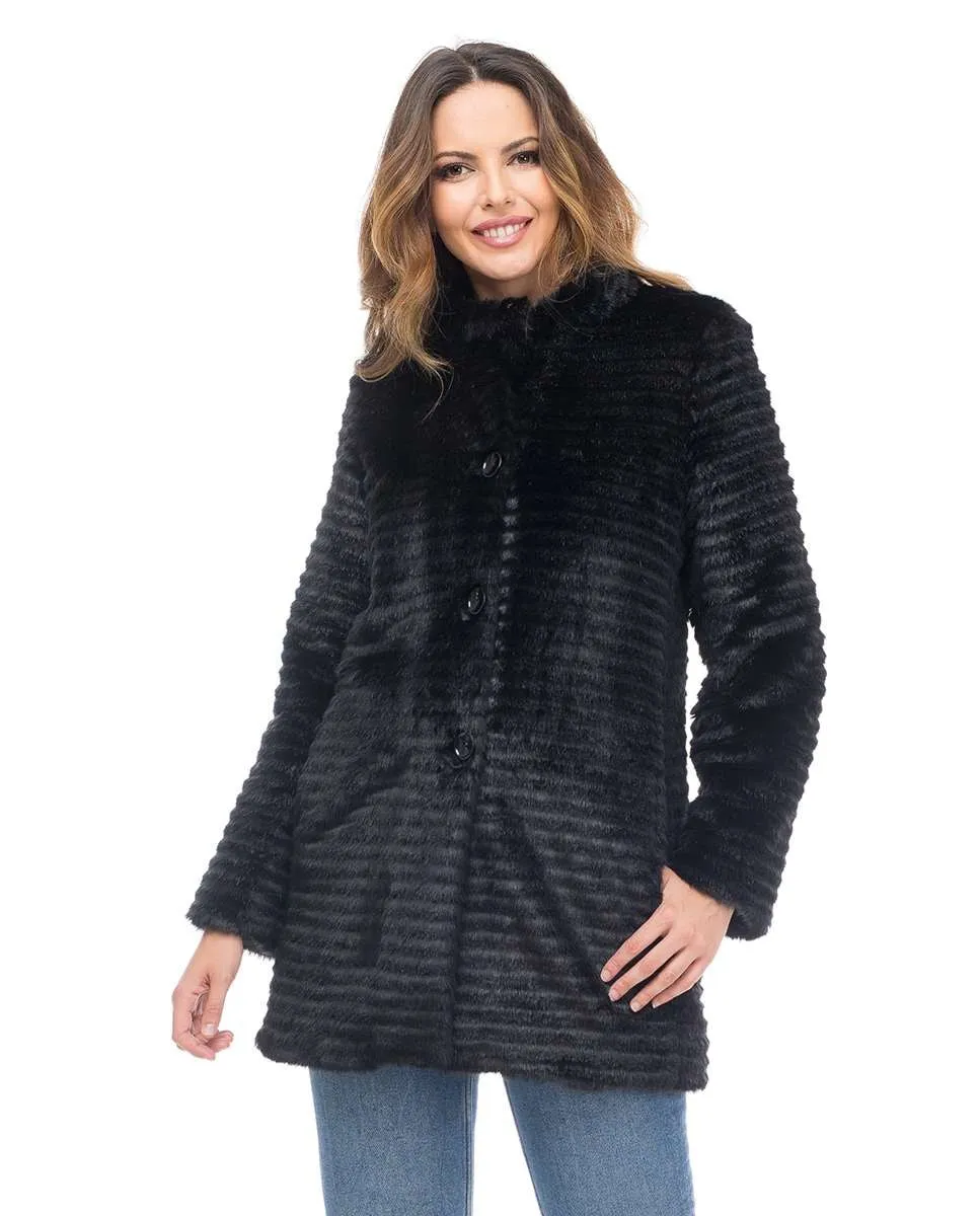 

Женское пальто из искусственного меха норки с воротником-строкой Fsh, черный