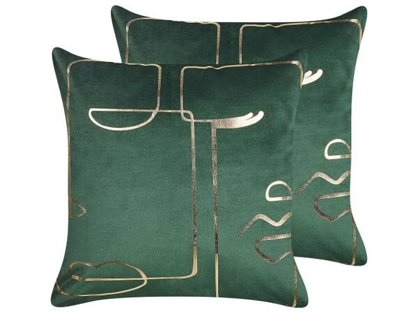

Подушка Beliani 2 шт PHILODENDRON, 45x45x45 см цвет smaragdgrün/gold/grün