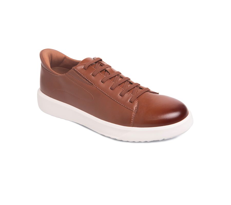 

Мужские кожаные модные кроссовки River St Hands-Free Slip On Technology Marc Joseph New York, Cognac napa leather