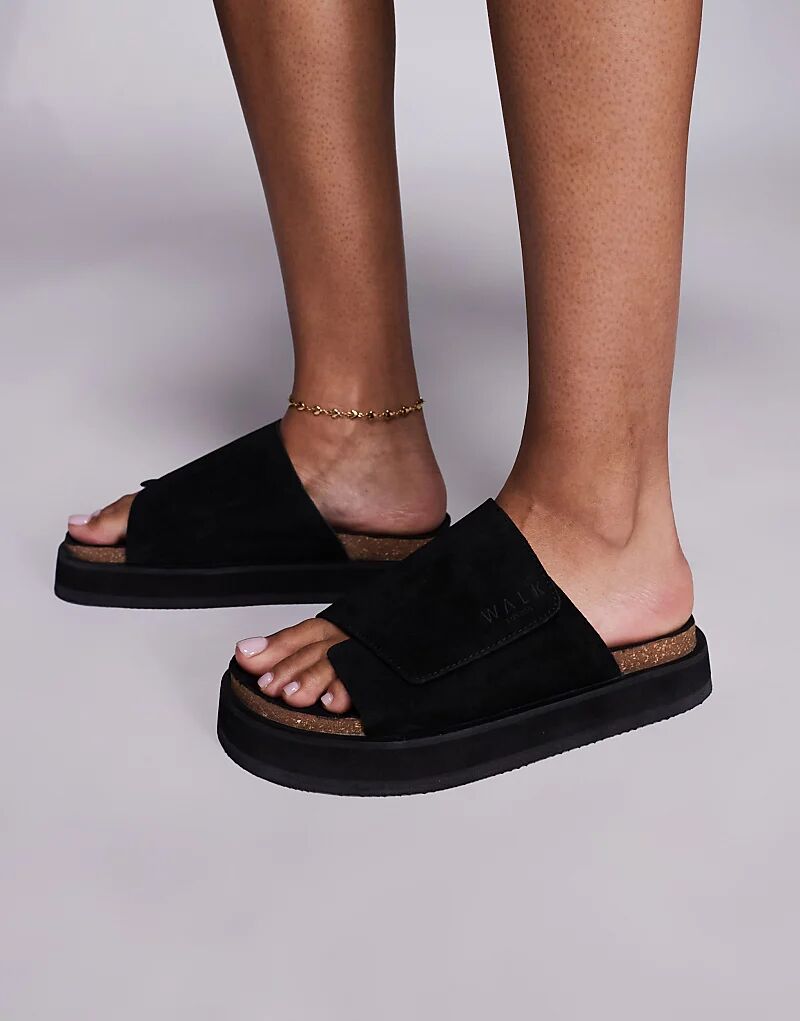 Мюли Walk London Barca Velcro Mule черного цвета