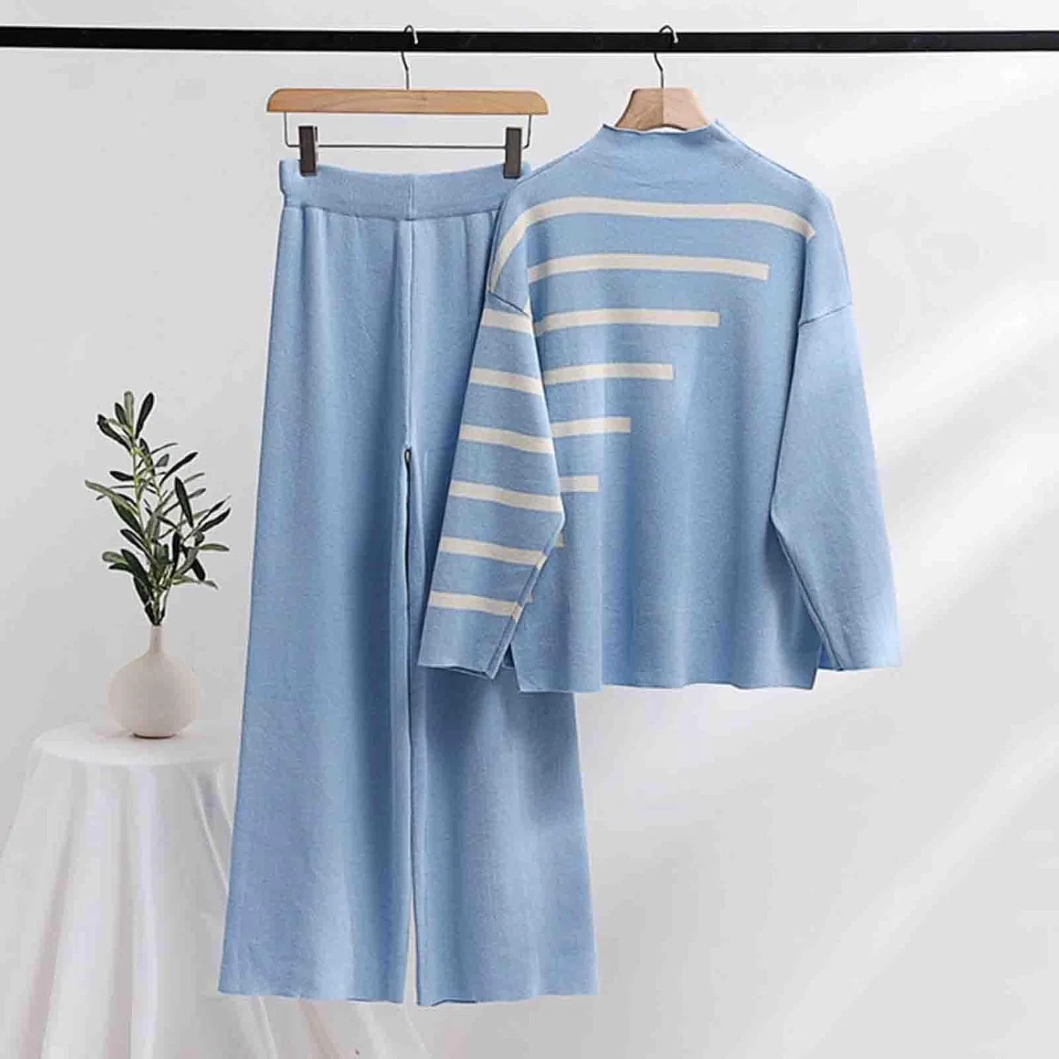 Спортивный костюм ribbed knit, Generic, 2 предмета, A02_blue — фото 4