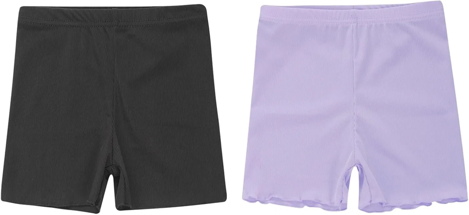 Детские шорты для танцев, хлопковые, дышащие, Ocealan, 2 шт, Black&purple — фото 3
