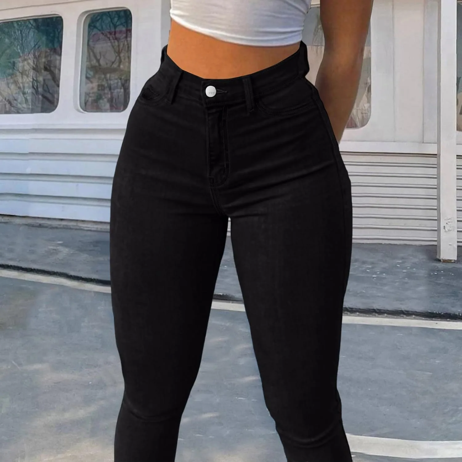 Джинсы для женщин с эффектом подтяжки ягодиц High Waist Stretch Skinny — фото 2