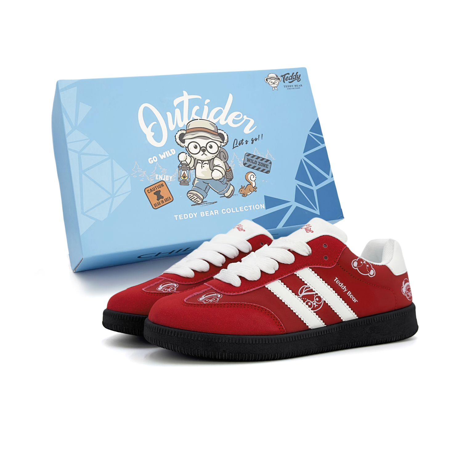 

Teddy Bear Collection Низкие скейтерские кроссовки унисекс китайский красный[Подарочная коробка Teddy], цвет China Red[Custom Teddy Box]