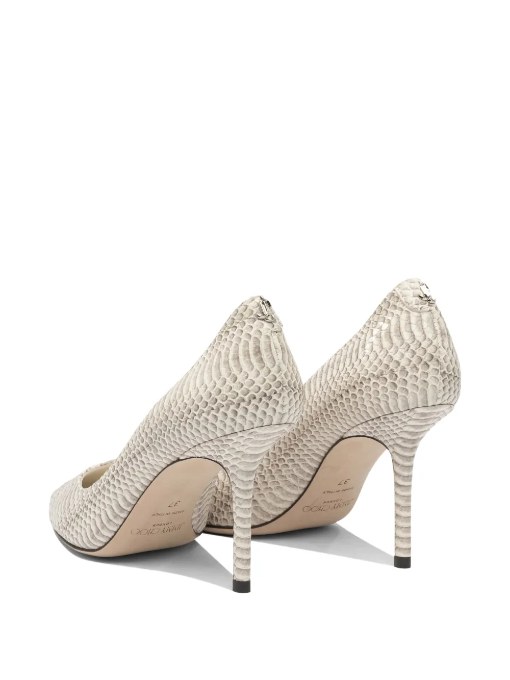 Туфли Love с острым носком и эффектом змеиной кожи, 85 мм JIMMY CHOO, серый — фото 4