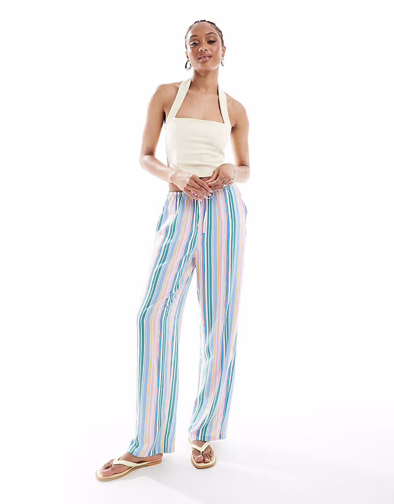 

Широкие брюки Tall Easy с завязкой на талии в полоску Vero Moda Tall