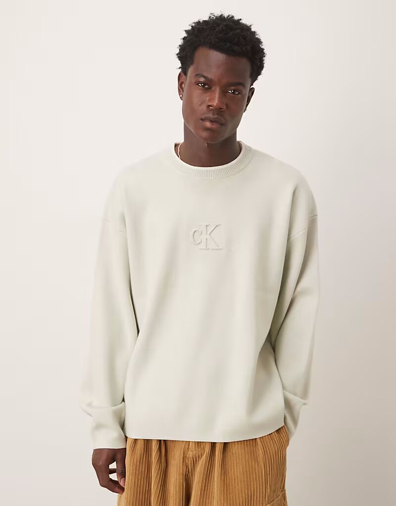 

Джемпер Jeans с тисненым логотипом по центру зеленого оттенка Calvin Klein Jeans