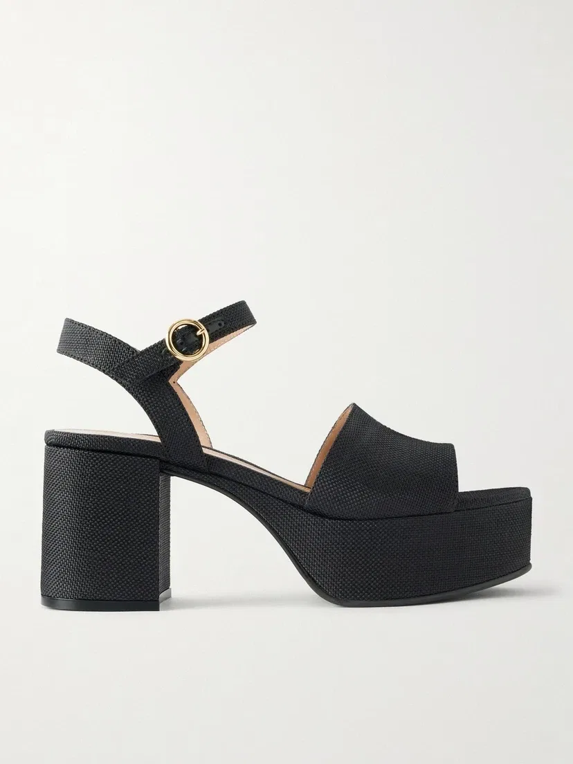 Сандалии на платформе Carol 35 из рафии Gianvito Rossi, черный