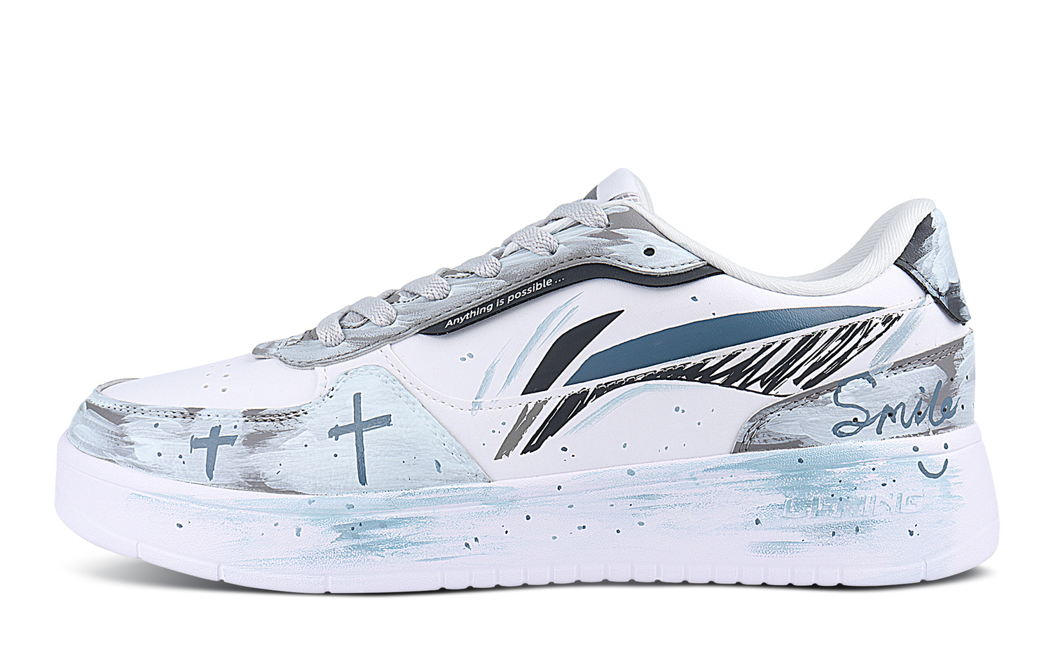 

Лининг Дуда дышащие увеличивающие рост низкие скейтбордские туфли мужские сине-белые