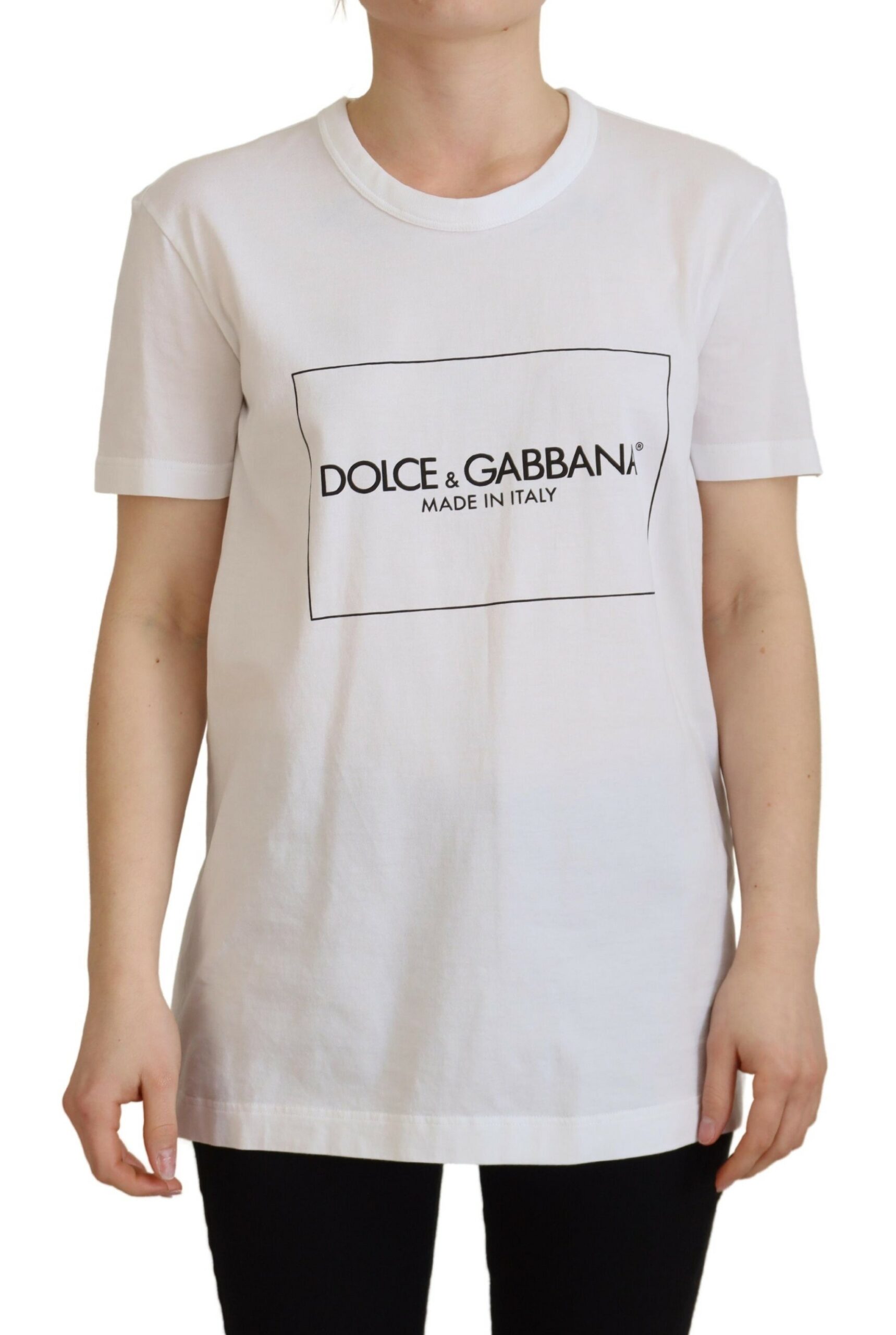 

Шикарная белая хлопковая футболка с логотипом Dolce & Gabbana