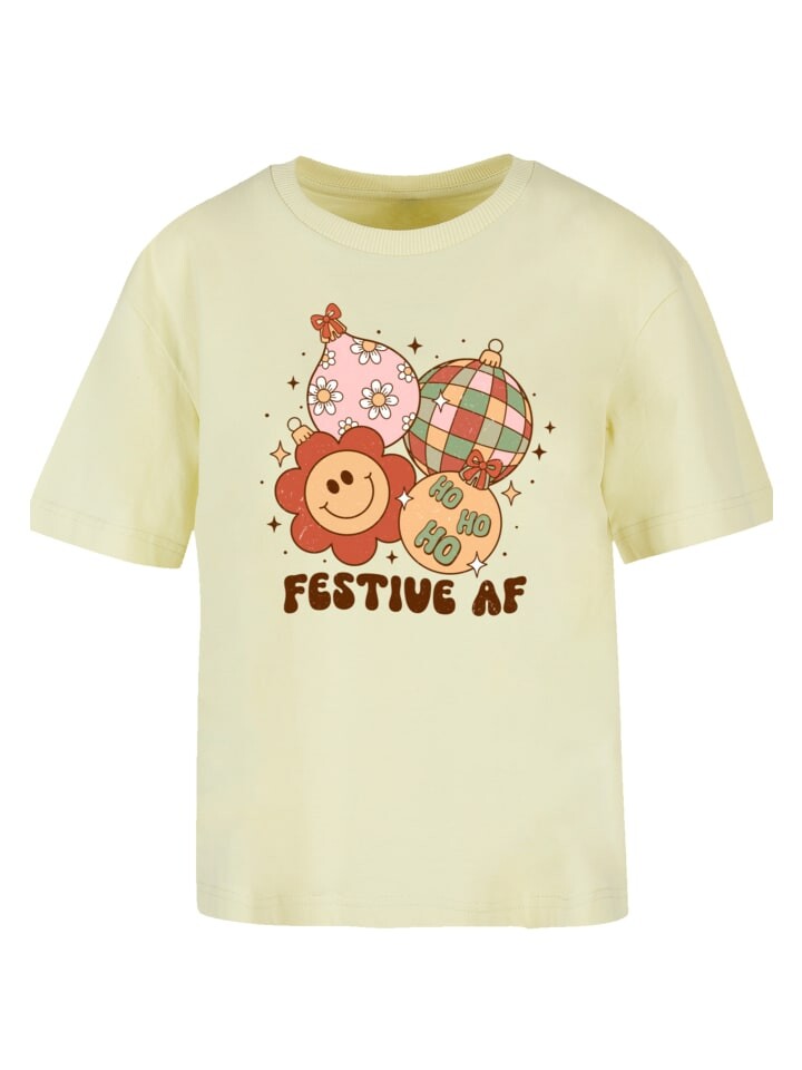 

Футболка F4NT4STIC Tee Festive AF Weihnachten Tree Balls, цвет softyellow