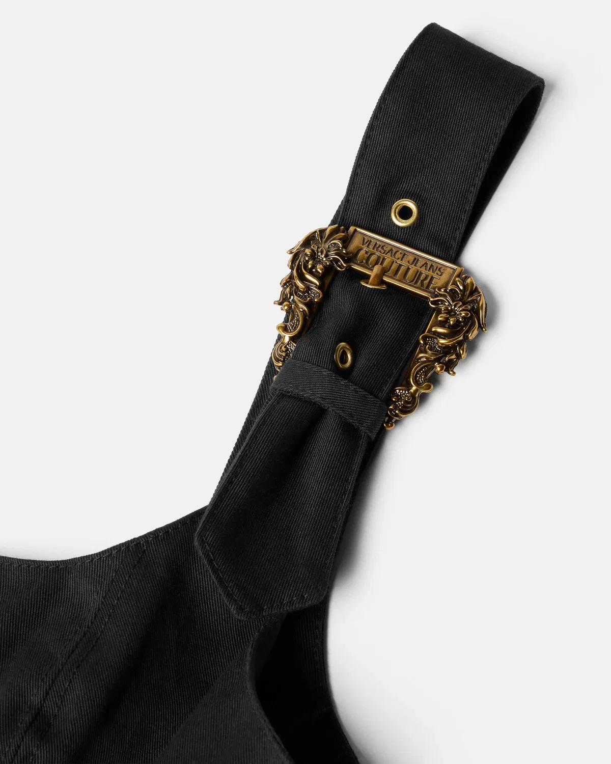 Расклешенное мини-платье из хлопка VERSACE, черный — фото 2
