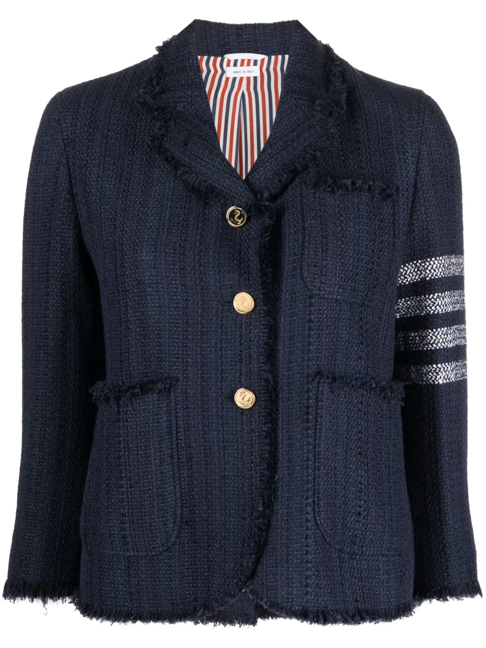 

Твидовый жакет с полосками 4-Bar THOM BROWNE, синий